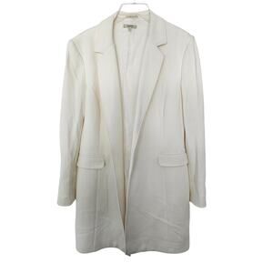 Santorelli Cream Off White Open Front Coat Jacket Blazer sz 10 Minimalist Preppy